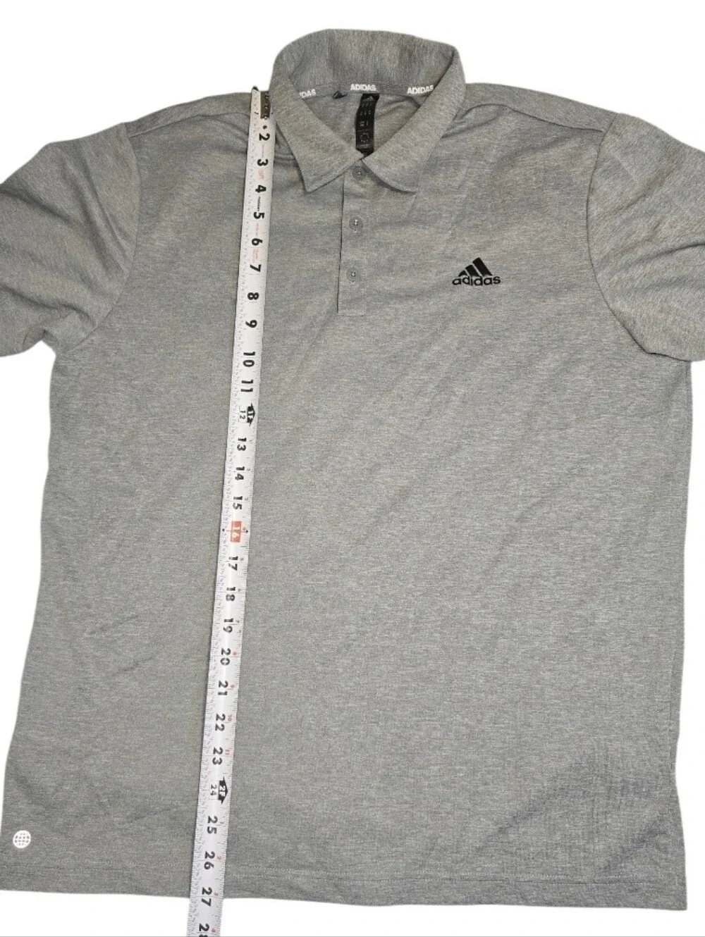 Adidas Men's Gray Polo Shirt Size M Short Sleeve Logo Golf Casual Performance
